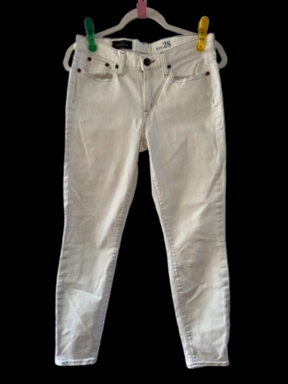 J.Crew Toothpick Skinny Jeans Ivory Off White Mid Rise Stretch Denim Size 28 - Picture 2 of 5